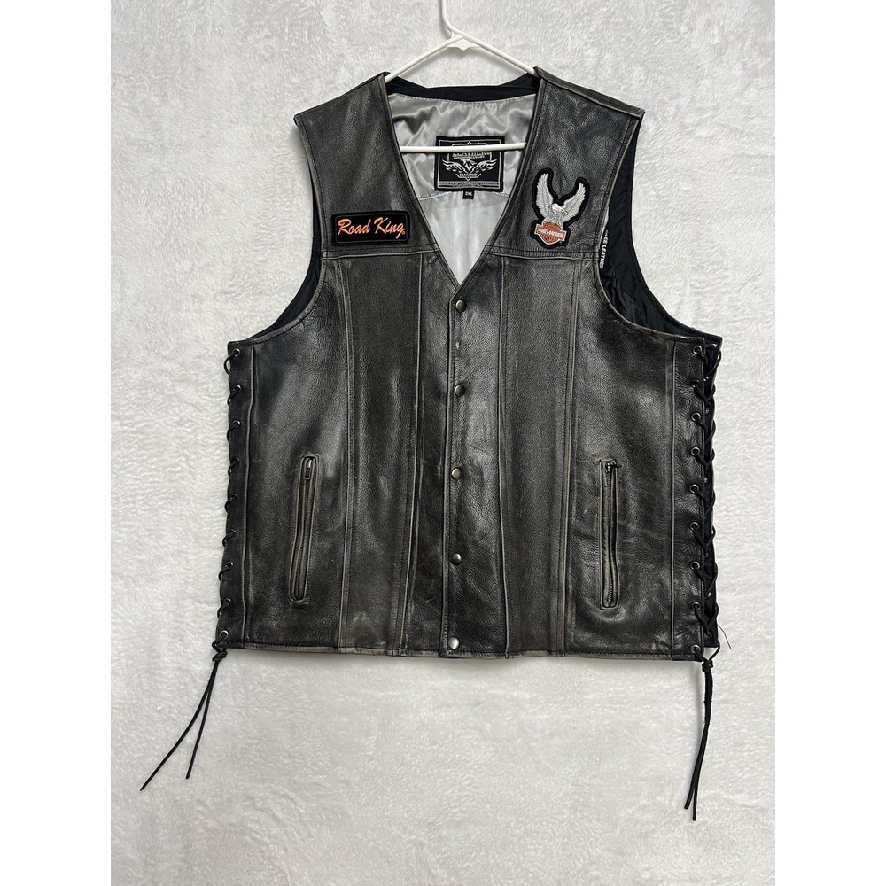 Milwaukee Leather Diamond 3XL Leather Motorcycle Vest CCW Harley Davidson Patch